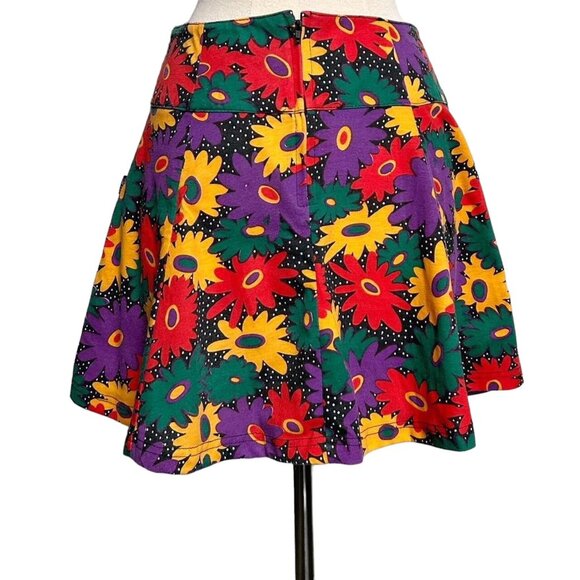 90s vintage Esprit Mini Skirt Circle Flower Pop Art Print Bright Pattern Teens. - Picture 3 of 5